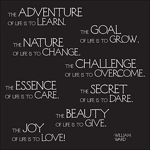 The adventure of life is to learn. The purpose of life is to grow. The nature of life is to change. The challenge of life is to overcome. The essence of life is to care. The opportunity of life is to serve. The beauty of life is to give.